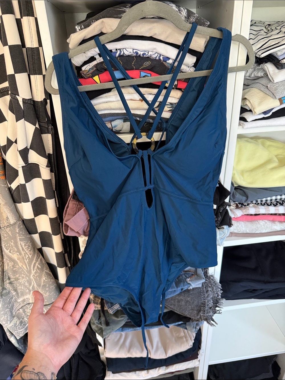 Cupshe Deep Teal Strappy One-Piece Swimsuit with Ring Detail